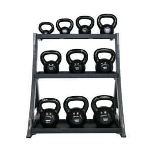TKO 5-50 lb Vinyl Kettlebells & 3-Tier Rack