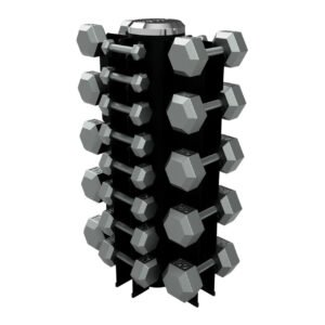 Troy VTX 3-50 lb Cast Iron Hex Dumbbells & Rack