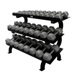 Troy VTX 5-75 lb Cast Iron Hex Dumbbells & Rack